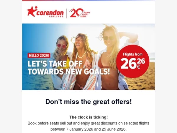 ✈️ Fly from just €26.26!