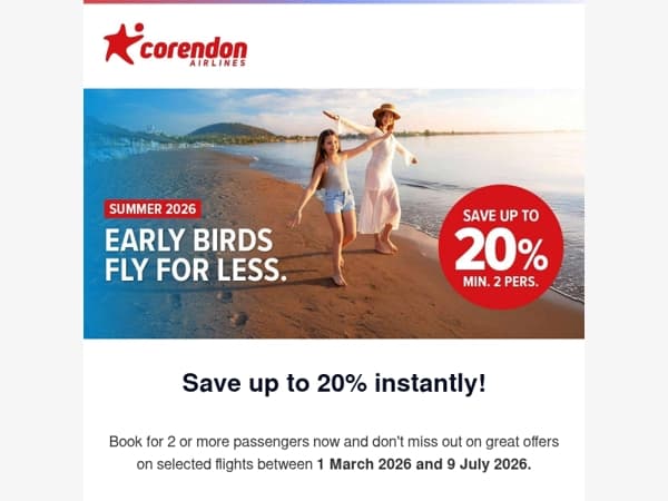 👫 Up to 20% off for 2 or more passengers!