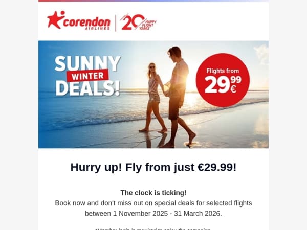 🚨 Last call to fly from €29.99 (including taxes)
