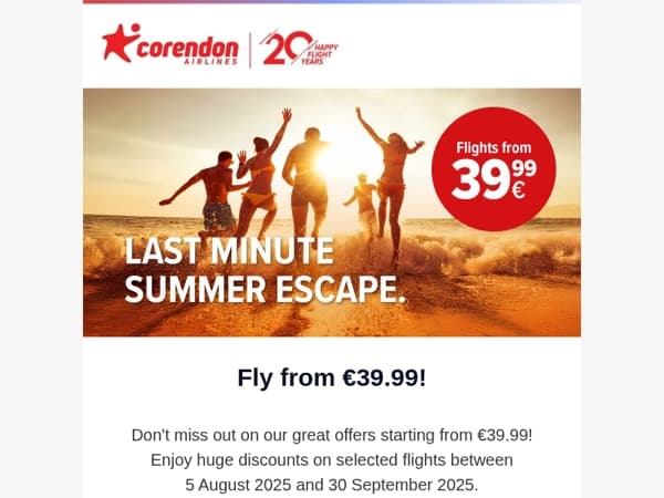 ⭐️ Selected flights starting at just €39.99!