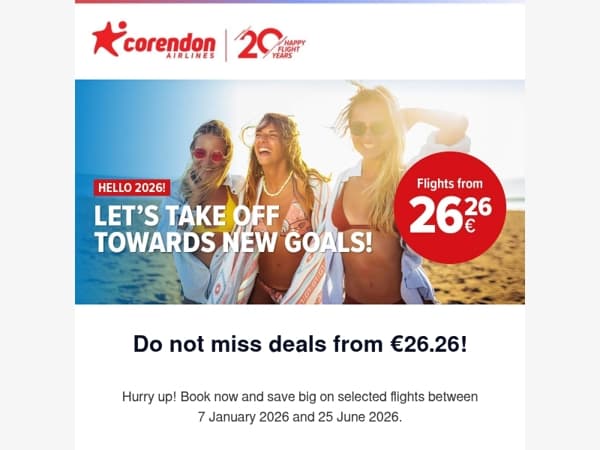 🚨 Final call to fly from just €26.26!