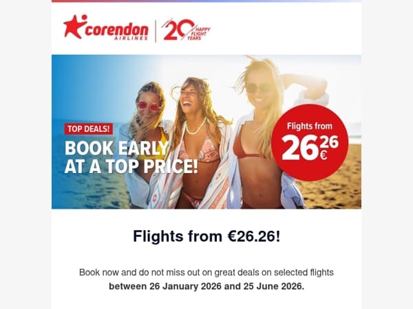 ✈️ Flights starting at just €26.26!