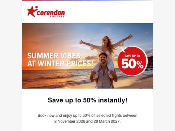 🔻Up to 50% off selected flights!