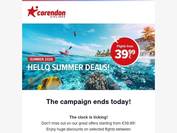 🚨 Flights from €39.99 - for a limited time!