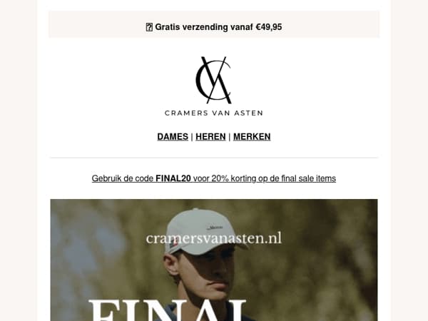 Laatste dag om gebruik te maken van de code FINAL20