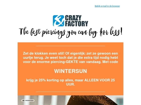 ❄️ De winter staat voor de deur! Bespaar 25% op alles gedurende slechts één dag, 