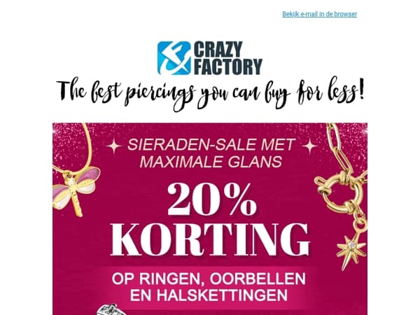 🌈 Tijd om te stralen: 20% korting op ringen, oorbellen en halskettingen, 