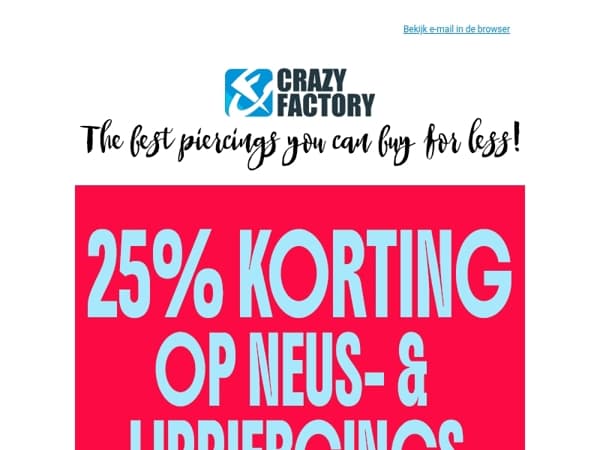 ⏰ 25% korting op neus- & lippiercings, laatste kans, 