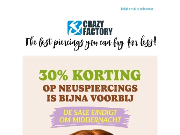 ⏰ Laatste kans om 30% korting te krijgen op neuspiercings, 