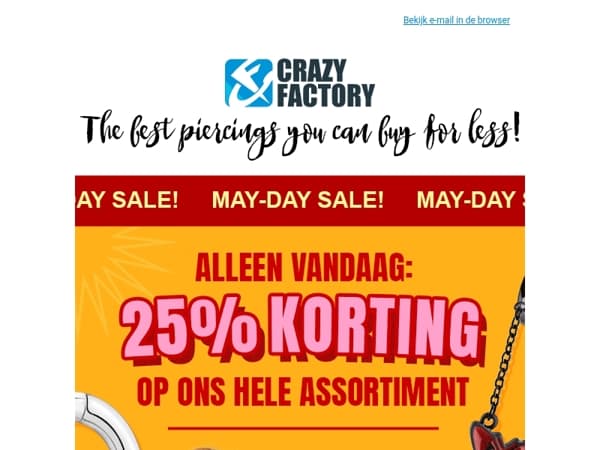 ⚡️ Flash-deal! 25% korting op ALLES voor 1 mei, 