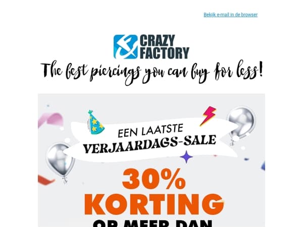 🔥 Laatste verjaardagsfeest: 30% korting op de collectie van vorig jaar, 