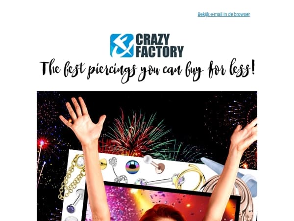 📢 26% korting op piercings tot middernacht, 