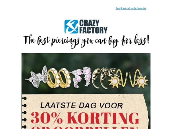 ⌛️ Er is niet veel tijd meer! Tot vanavond 30% korting op oorbellen, 