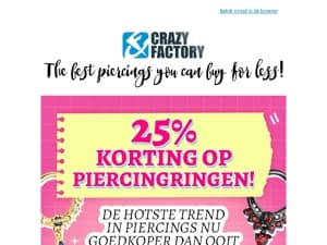 🤩 25% korting op piercingringen? Tijd om los te gaan, 
