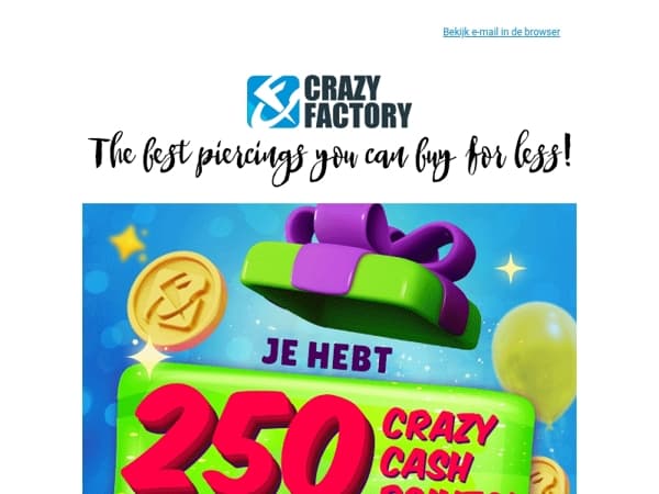 🎁 Er zijn zojuist 250 Crazy Cash Points in je account geland, !