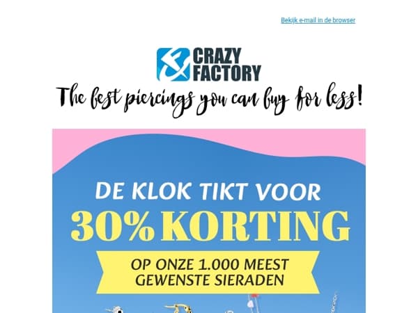 📢 Het is nu of nooit voor 30% korting op de top 1.000 sieraden, 