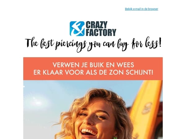 🔥 De zomer begint nu, 30% korting op navelpiercings - tijd om die buik te laten zien, 