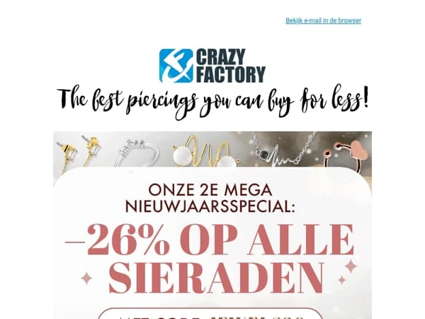 🔔 Nieuwjaarsspecial deel II: 26% korting op sieraden, 