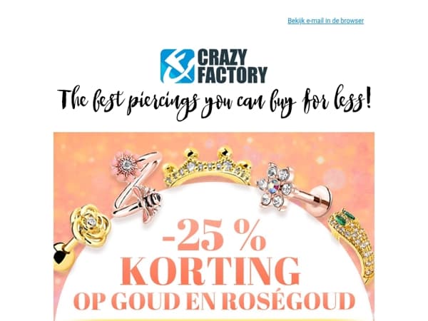 📢 Grijp je kans, anders krijg je spijt! 25% korting op goud en roségoud eindigt vandaag, 