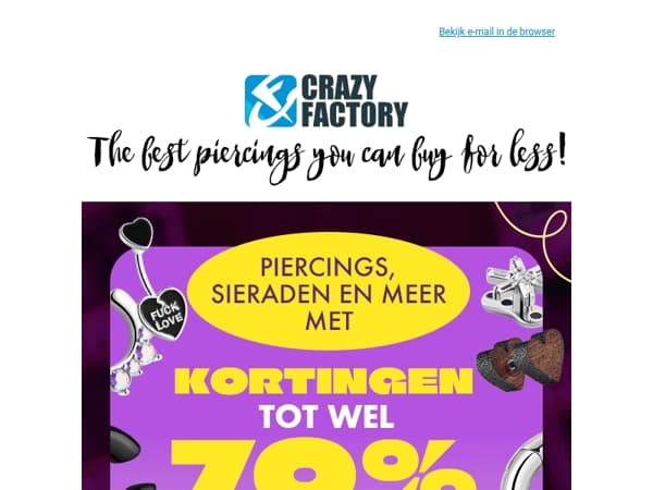 ✨ Piercings en meer tot 70% korting, 