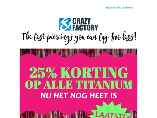 🔔 Nog een laatste duwtje: 25% korting op titanium eindigt vandaag, 