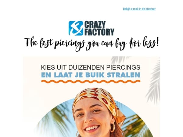 ☀️ Laatste zomerdagen: 30% korting op 3400+ buikpiercings, 