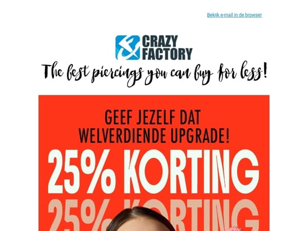 🚨 Sale-alert: 25% korting op neus- en lippiercings, 