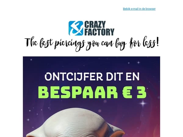 👽 Los dit raadsel op en bespaar € 3, 