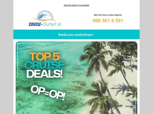 Onze top 5 cruisedeals van dit moment!