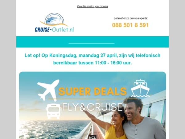 Fly&Cruise deals Middellandse Zee 🌍