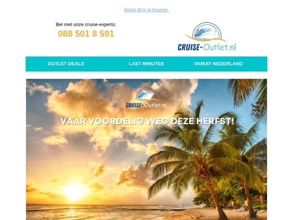 Vaar voordelig weg met Cruise-outlet.nl!