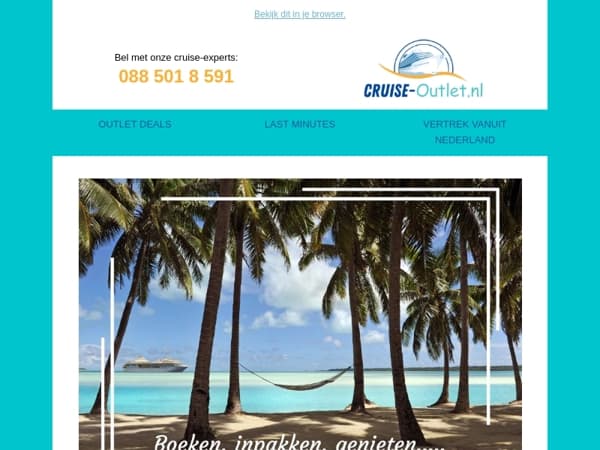 Boek nu geweldige cruisedeals bij Cruise-outlet.nl
