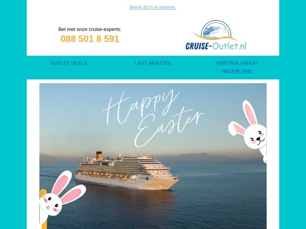 Boek nu vrolijke paasdeals bij Cruise-outlet.nl
