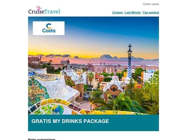 Geniet van zon, zee én uw favoriete drankjes met het inbegrepen My Drinks Package 