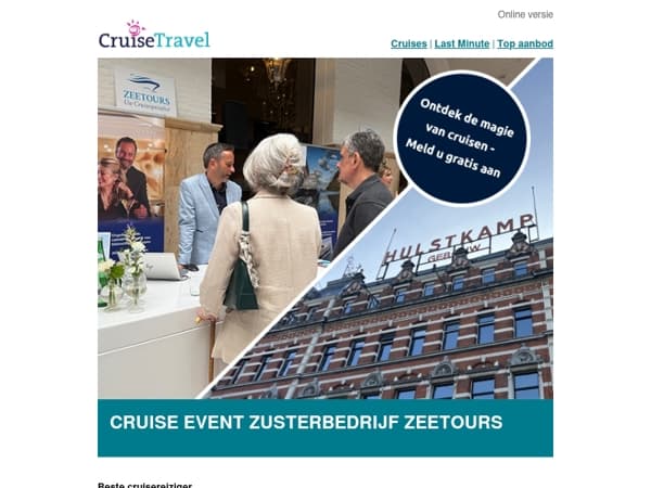 Uitnodiging Zeetours Cruise Event Rotterdam | 26 september