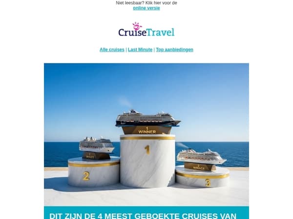 Dit zijn de meest 4 meest geboekte cruises van dit moment