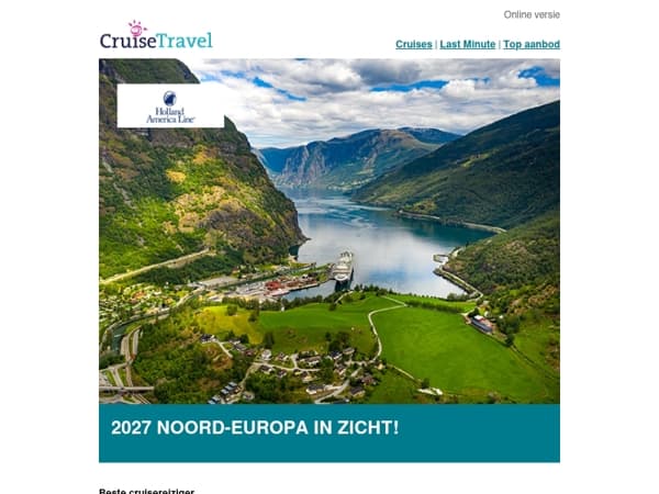 2027 Noord-Europa in zicht! Profiteer nu van veel vroegboekvoordeel