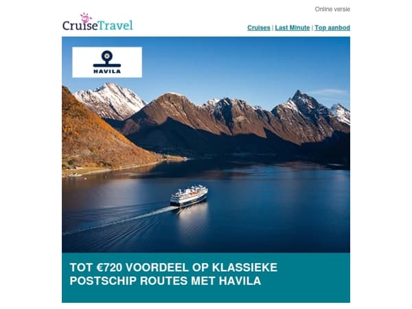 Ontvang tot €720 voordeel op uw Havila cruise voor 2027/2028!