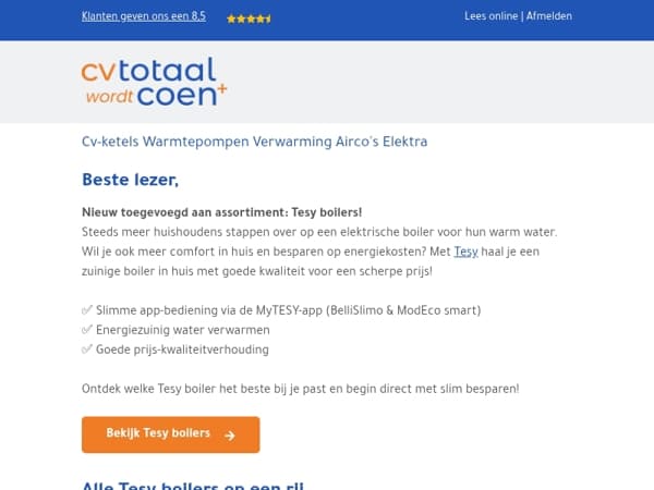 Nieuw in ons assortiment: Tesy boilers