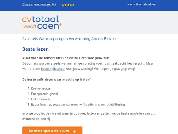 De beste split airco van 2026