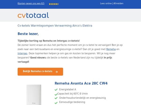 Remeha en Intergas in prijs verlaagd!