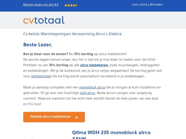 10% korting op airco toebehoren!