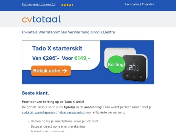 Tot wel 26% korting op Tado X!