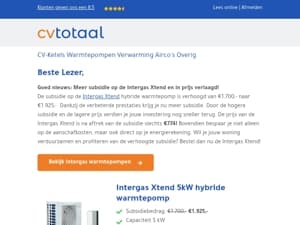 Hogere subsidie op de Intergas Xtend!