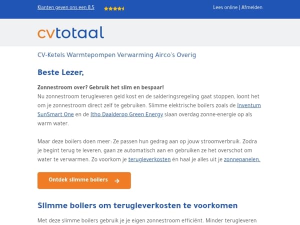 Voorkom terugleverkosten met slimme boilers
