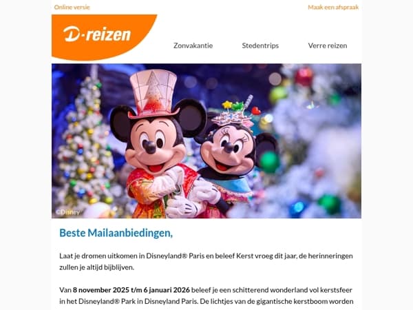 Beleef kerst vroeg dit jaar in Disneyland® Paris