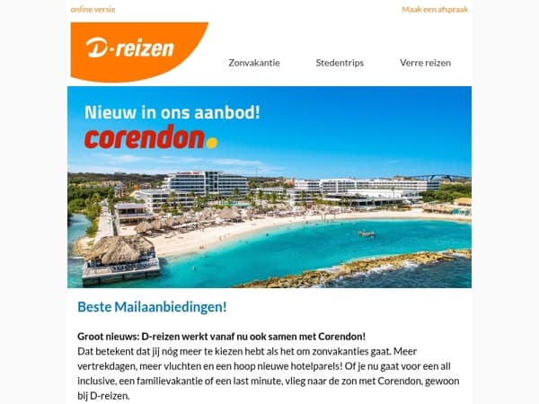 Nieuw bij D-reizen: Corendon in ons aanbod!
