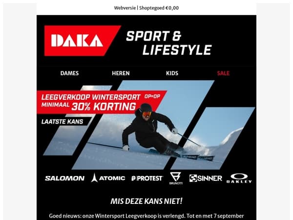 Wintersport Leegverkoop verlengd tot en met 7 september ❄️