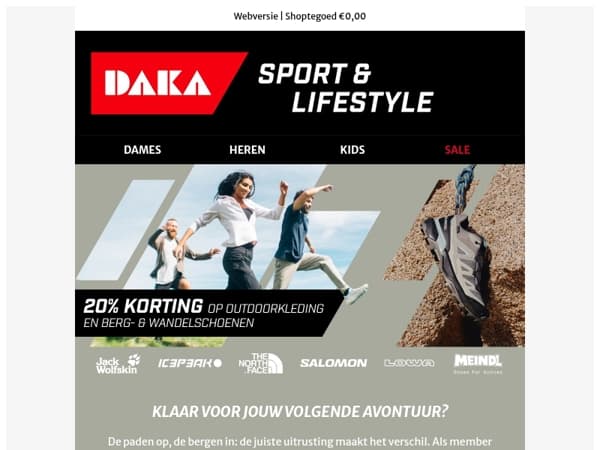Word member en pak 20% korting op outdoor!