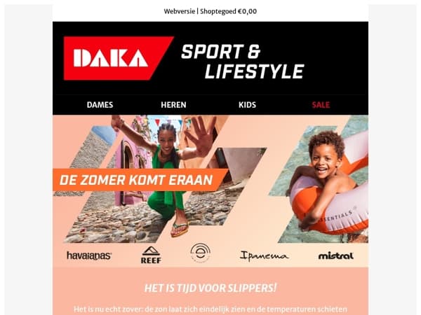 ☀️ De zon gaat schijnen! Ga voor slippers en heel veel waterpret.